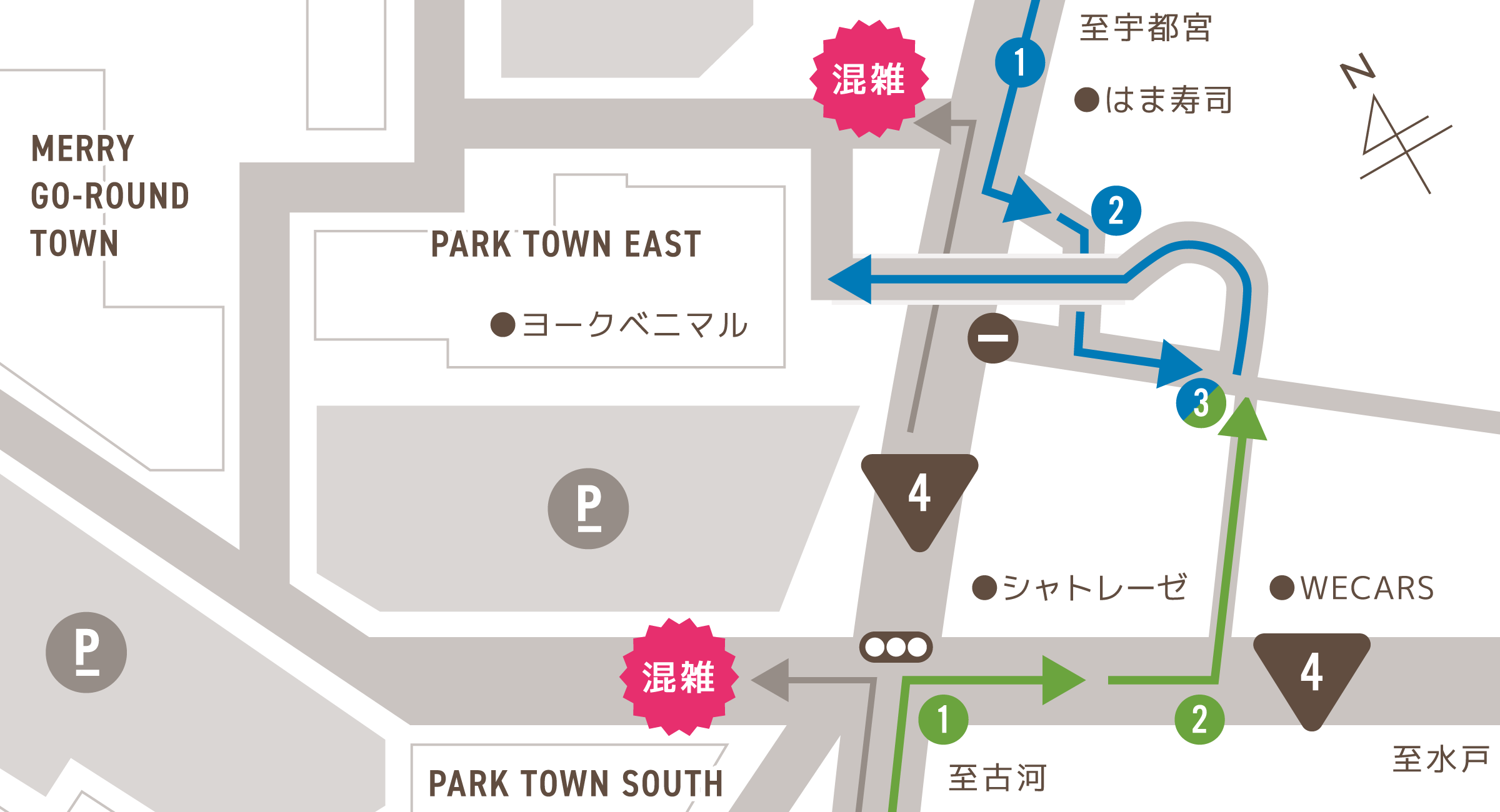 おやまゆうえんハーヴェストウォークの地図