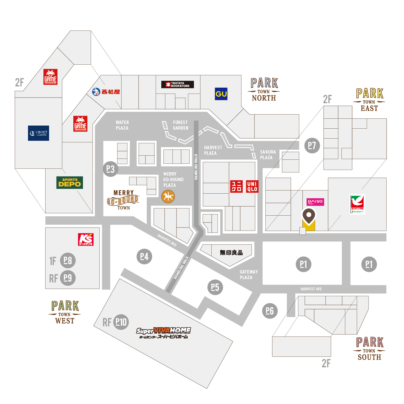 おやまゆうえんハーヴェストウォーク_わくわく広場_MAP