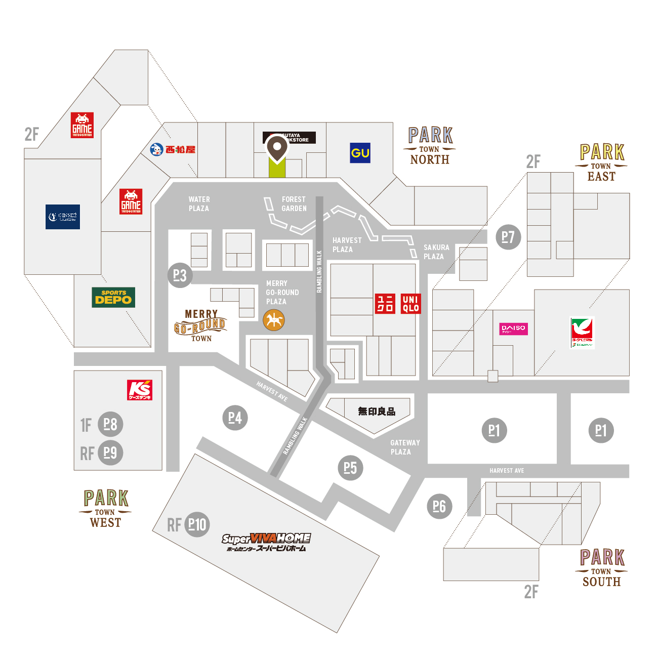 おやまゆうえんハーヴェストウォーク_買取店わかば_MAP